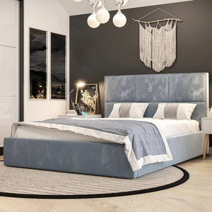 Polsterbett Hestia 140x200 mit Stauraum Hellblau moderner skandinavischer Stil mit bequemem Kopfteil