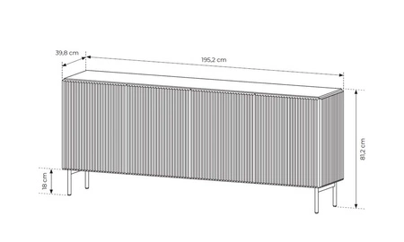 Kommode Muti 195 cm beige moderne Kommode mit einer einfachen Form originelles Design markante Riffelung auf den Fronten und Körper