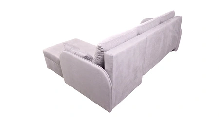 Ecksofa mit Schlaffunktion Orsa hellgrau Universal Ecksofa mit interessantem Design strapazierfähiger Veloursstoff