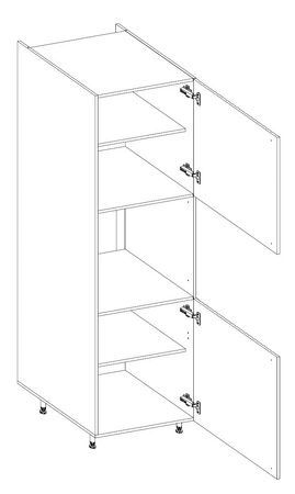 Verdi 60 DP-215 2F Küchenschrank für Einbaubackofenfronten feuchtigkeits- und beschädigungsbeständiger Schrank schwarze Metallgriffe
