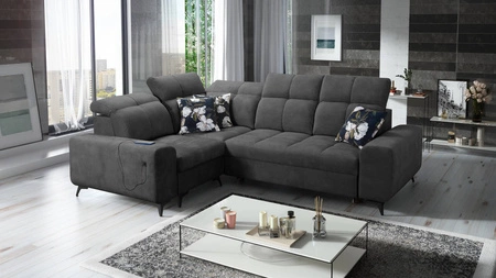 Ecksofa mit Schlaffunktion Buffalo II graphit links funktionelles und stilvolles Ecksofa mit verstellbaren Kopfstützen