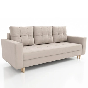 Sofa Vaso hellbeige bequemes Sofa für Wohnzimmer skandinavischen Stil hölzernen hohen Beinen Container für Bettzeug