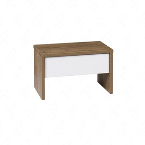 Latika Nachttisch in Eiche bordeaux/weiß ist ein funktionelles Möbelstück in zeitlosem Design, ideal als Nachttisch für das Schlafzimmer mit Push-to-Open-Schubladensystem