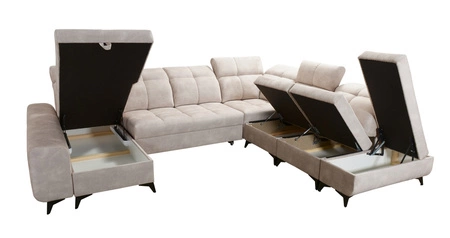 Ecksofa mit Schlaffunktion Buffalo X olivgrün links funktionelles und bequemes Ecksofa für ein Zimmer mit Bettzeugcontainern