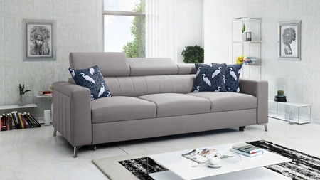 Sofa mit Schlaffunktion Savona hellgrau bequemes Sofa für Wohnzimmer bietet Komfort beim Ausruhen verstellbare Kopfstützen