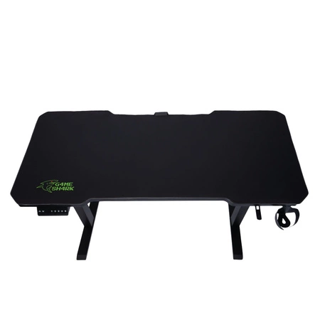 E-Talisman Gaming-Schreibtisch schwarz/blau höhenverstellbare Platte komplett mit Polsterung mit LED-Beleuchtung