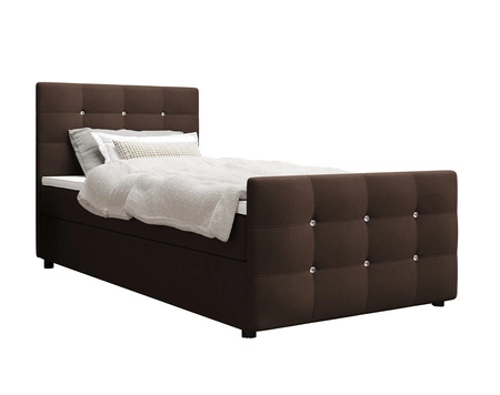 Boxspringbett Kansas 100x200 braun Bett im modernen skandinavischen Stil mit gepolstertem Kopf- und Fußteil