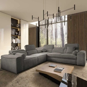 Ecksofa mit Schlaffunktion Viano III grau linke Seite stilvolles Ecksofa mit Bettzeugcontainern perfekt für moderne Interieurs