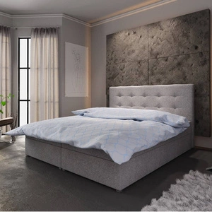 Boxspringbett Fresno 140x200 grau Bett im modernen skandinavischen Stil mit Kopfteil
