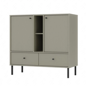 Schubladenkommode Kioto II 100 cm Eukalyptus modernes Design Metall hohe Beine schwarz originelles Design Kommode