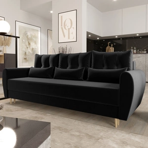 Sofa mit Schlaffunktion Rovigo schwarz leichte Form mit elegantem Charakter perfekte Ergänzung zu jeder Einrichtung weicher Stoff