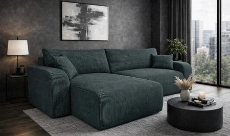 Ecksofa mit Schlaffunktion Fiesta XL grau universal Ecksofa mit Bettzeugstauraum stilvoller Cordstoff