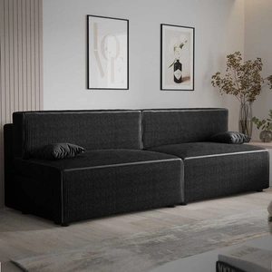 Brandon XL Schlafsofa schwarz modernes Design und breite Funktionalität dreidimensionalen Stoff mit ausdrucksstarken Streifen