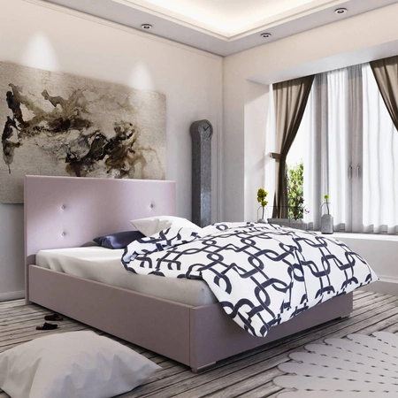 Reus Polsterbett 180x200 puderrosa mit modernem Kopfteil ideal für Schlafzimmer