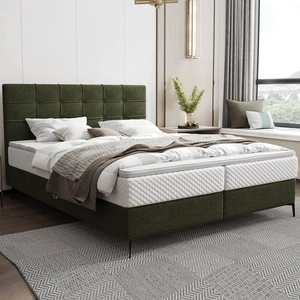 Boxspringbett Irvine 180x200 grün stilvolles Bett mit Bettzeugablage komfortables Kopfteil begeistert durch sein elegantes Design