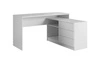 Eckschreibtisch Teo 138 cm weiß bietet viel Platz zum Arbeiten und viel Raum für die notwendigen schadensresistenten Gegenstände