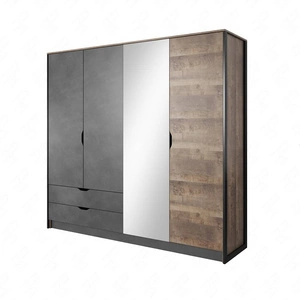 Kleiderschrank mit Spiegel Holte 220 cm Eiche grange sand / matera modernes Möbeldesign Kleiderschrankkanten mit speziellem ABS-Furnier verarbeitet
