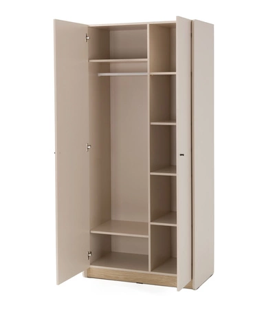 Kleiderschrank Olivio 90 cm sandbeige/geölte Eiche modernes Design ABS-Finish dezente schwarze Griffe