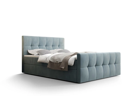 Boxspringbett Manhattan 160x200 türkis Bett im modernen skandinavischen Stil mit gepolstertem Kopf- und Fußteil