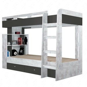 Etagenbett Tablo 90x200 cm graphit / enigma ideal für Kinder- und Jugendzimmer Umrandung mit Spezialfurnier verarbeitet