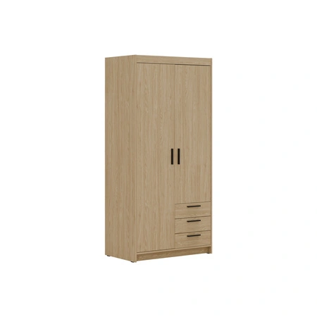 Kleiderschrank Rene 90 cm Eiche geölt modernes Design ABS Einfassung idealer Kleiderschrank für Schlafzimmer oder Ankleidezimmer geräumige Schubladen