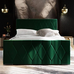 Polsterbett Sparks 180x200 flaschengrün mit modernem Staukasten mit markantem Kopf- und Fußteil