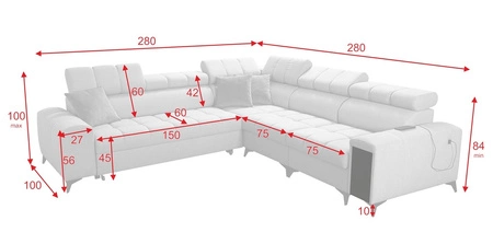 Ecksofa mit Schlaffunktion Bolmso III grau rechtsseitiges Ecksofa mit Bettzeugauszug mit Vollauszug in der Seite des Möbels