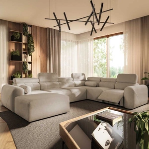 Ecksofa mit Schlaffunktion Cantare VIII Lux beige links Designer Ecksofa mit elektrischer Fußstütze