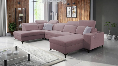 Ecksofa mit Schlaffunktion Kelly Sleek VI lavendel rosa rechte Seite modernes Design Ecksofa für Wohnzimmer mit verstellbaren Kopfstützen