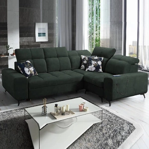 Ecksofa mit Schlaffunktion Buffalo II grün rechts funktionelles und stilvolles Ecksofa mit verstellbaren Kopfstützen