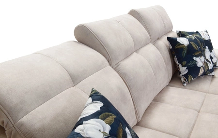 Ecksofa mit Schlaffunktion Buffalo IX blau linke Seite stilvolles Ecksofa für Zimmer aus Velourstoff Zierkissen