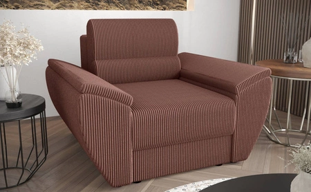 Sessel Fogu indisch rosa modernes Design bequemer Loungesessel Cordstoff mit ausdrucksvollen Streifen breite Armlehnen