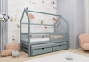 Dyzio Kinderbett 80x190 cm grau 2-Personen-Ausziehbett für Kinderzimmer Holzhüttenbett mit geräumigen Schubladen