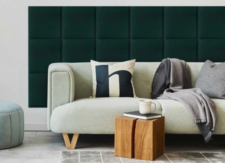 Polsterpaneel Quadra 40x40 cm türkis stylisches Wandpaneel quadratischer Veloursstoff modisches Finish für jede Einrichtung