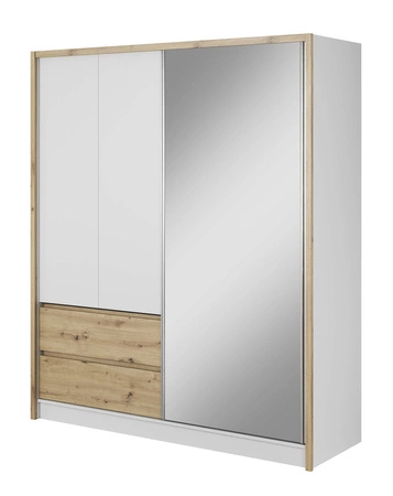 Schiebeschrank Cento 184 cm weiß / Eiche artisan modernes Design Kleiderschrank ideal für Schlafzimmer Kleiderschrank oder Flur