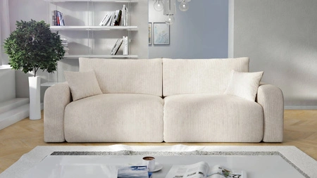 Sofa Fiesta beige funktionelles Wohnzimmersofa mit Bettzeugablage elegantes Design Kordstoff