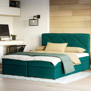 Boxspringbett Luton 160x200 türkis Bett im modernen skandinavischen Stil mit markantem Kopfteil