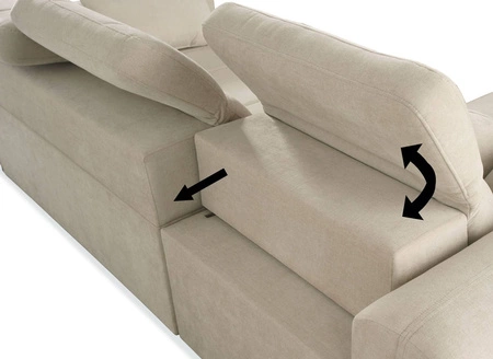 Ecksofa mit Schlaffunktion Cetara VI grau Esche links komfortables und stilvolles Ecksofa mit verschiebbaren Rückenlehnen