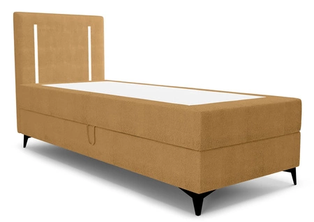 Boxspringbett Norco 80x200 gelb stilvolles Bett mit Bettzeug Lagerung Beleuchtung im Kopfteil fügt eine einzigartige Note