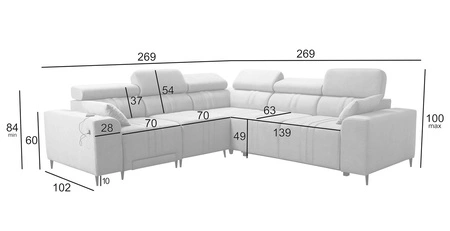 Ecksofa mit Schlaffunktion Castel III Lux grau braun linke Ecke äußerst bequemes Ecksofa für das Wohnzimmer mit ausziehbarem Fußteil