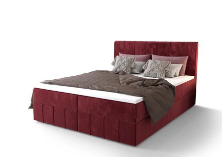 Boxspringbett Casey 180x200 dunkelrot Bett im modernen skandinavischen Stil mit markantem Kopfteil
