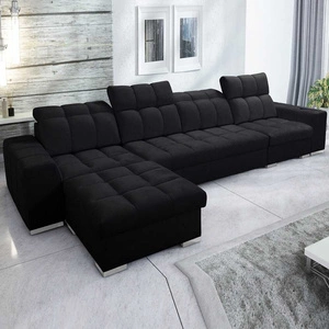 Ecksofa mit Schlaffunktion Luigi XII schwarz linke stilvolle Ecksofa für das Wohnzimmer in einem minimalistischen und eleganten Finish