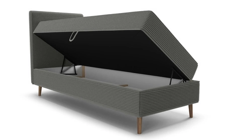 Boxspringbett Totti 90x200 graphit stilvolles Bett mit Bettzeug Lagerung dreidimensionalen Stoff mit ausdrucksstarken Streifen