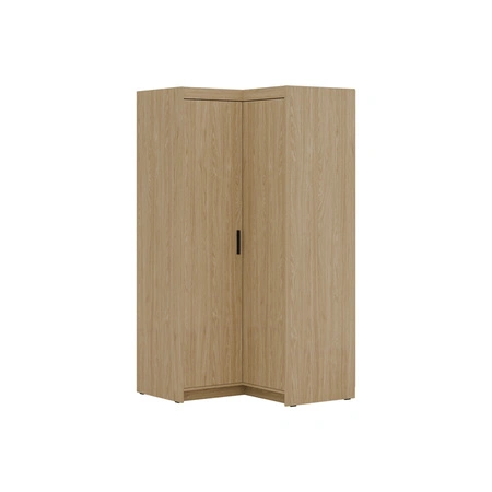 Eck-kleiderschrank Rene Eiche geölt stilvolles Design ABS Einfassung Schlafzimmer Schrankfronten in matt schwarzer Ausführung Griffe