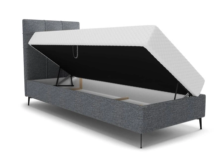 Boxspringbett Irvine 80x200 grau stilvolles Bett mit Bettzeugablage und hohem Kopfteil besticht durch sein elegantes Design