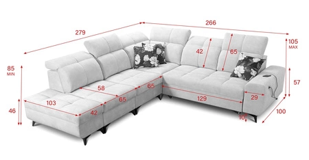 Ecksofa mit Schlaffunktion Buffalo IX grün linke Seite stilvolles Ecksofa für Zimmer aus Velourstoff Zierkissen