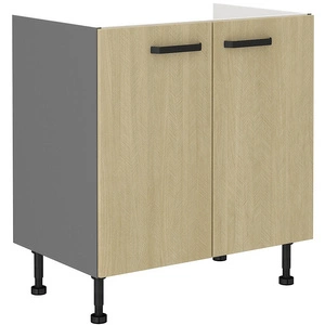 Chevron Spülenschrank 80 ZL 2F BB Fronten mit dekorativem Fischgrätdekor feuchtigkeits- und beschädigungsbeständiger Schrank