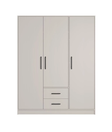Kleiderschrank Caspe 150 cm beige modernes Design ABS-Finish und Aluminiumgriffe