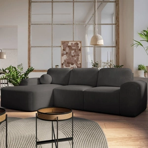 Ecksofa mit Schlaffunktion Arbon graphit linke Ecke modernes Design mit markanter Form weicher Stoff