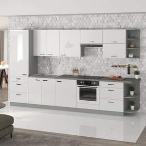 Küchenmöbelset Bianka 350 cm Hochglanzfronten ideal für moderne skandinavische und klassische Einrichtungsstile